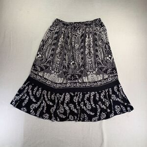 Roz & Ali Skirt Womens 1X Maxi Tiered Gauze Paisley Cottagecore Whimsigoth